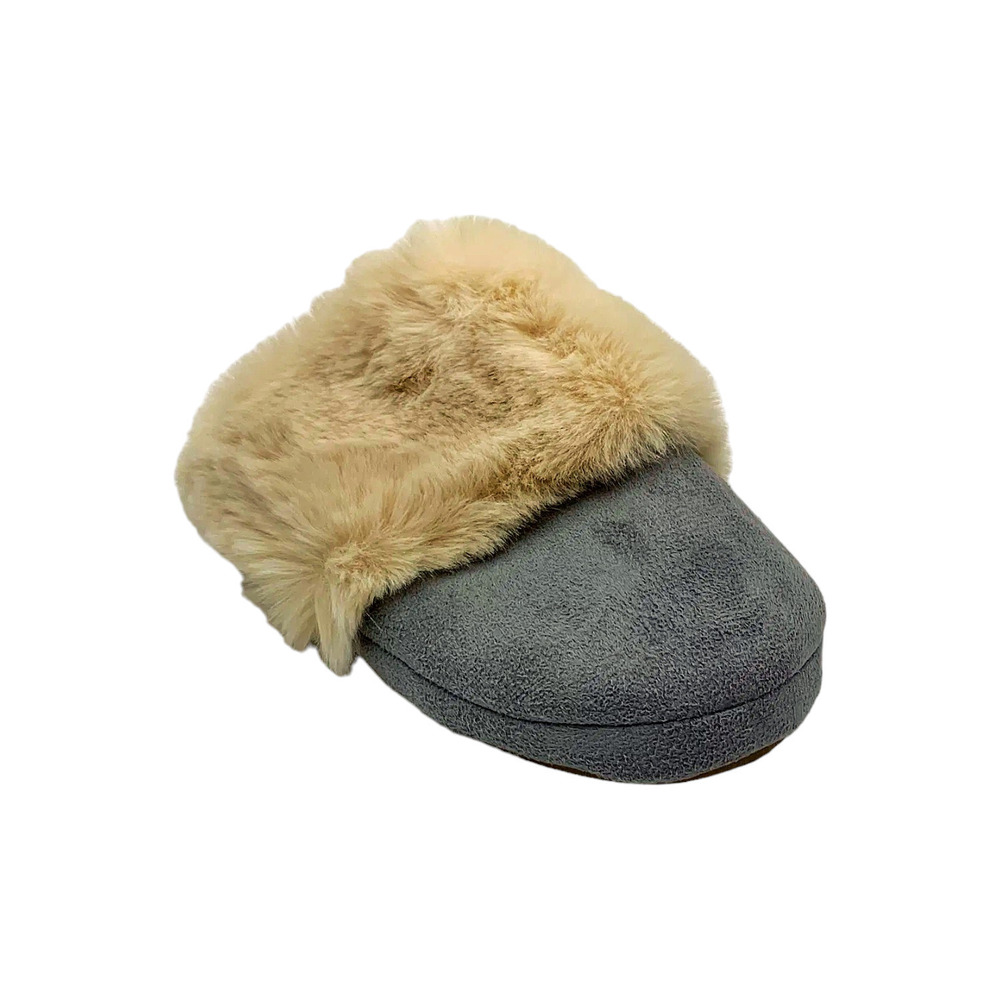 Comfort Code Microsuede Faux Fur Scuff Slipper Alloy -